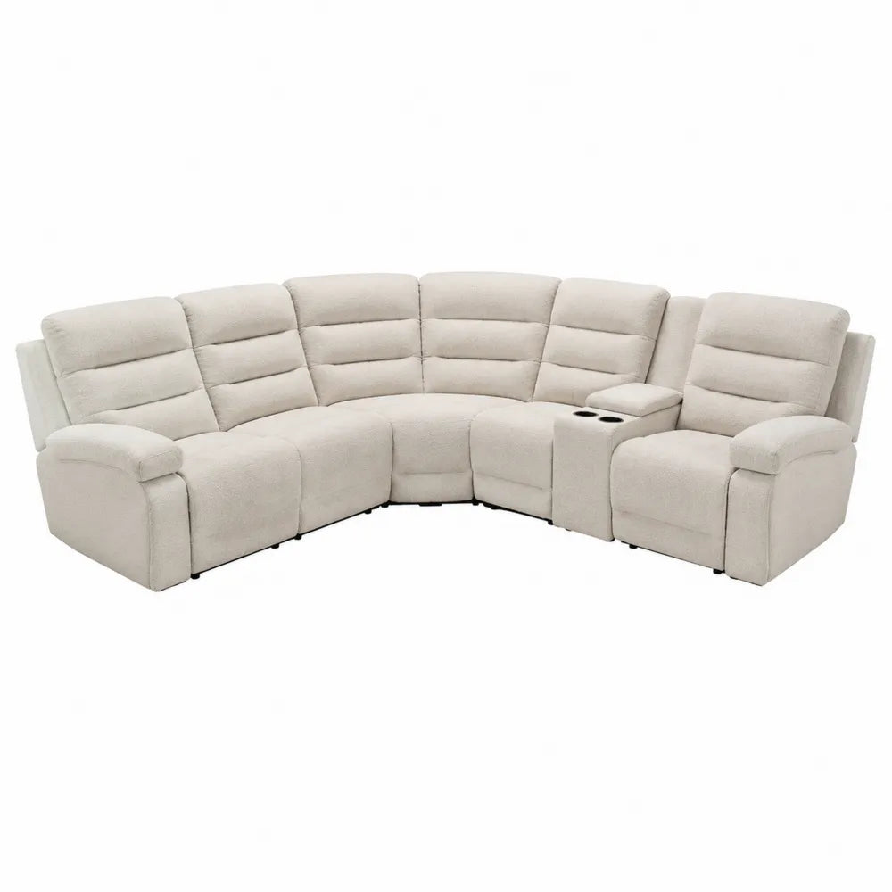 Narożna sofa modułowa z funkcją relaksu, beżowa tkanina