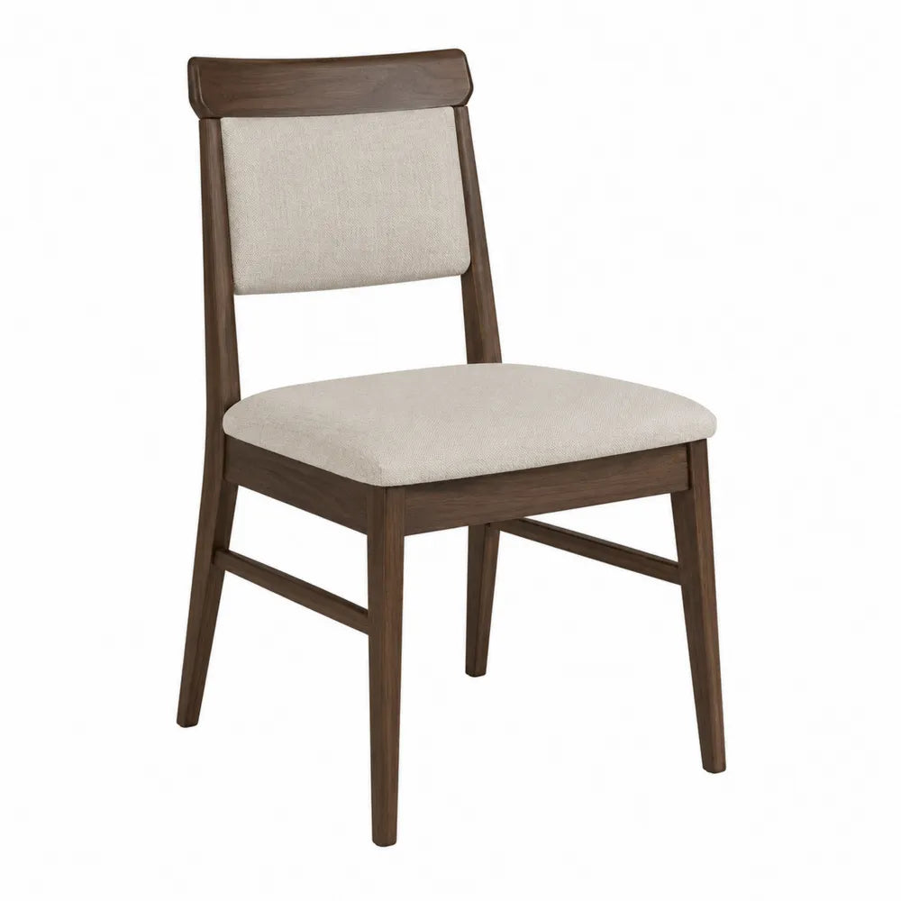 Krzesło drewniane z tkaniną poliestrową beżową, 83 cm