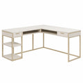 Biurko narożne L kształt MDF metal 135 cm białe