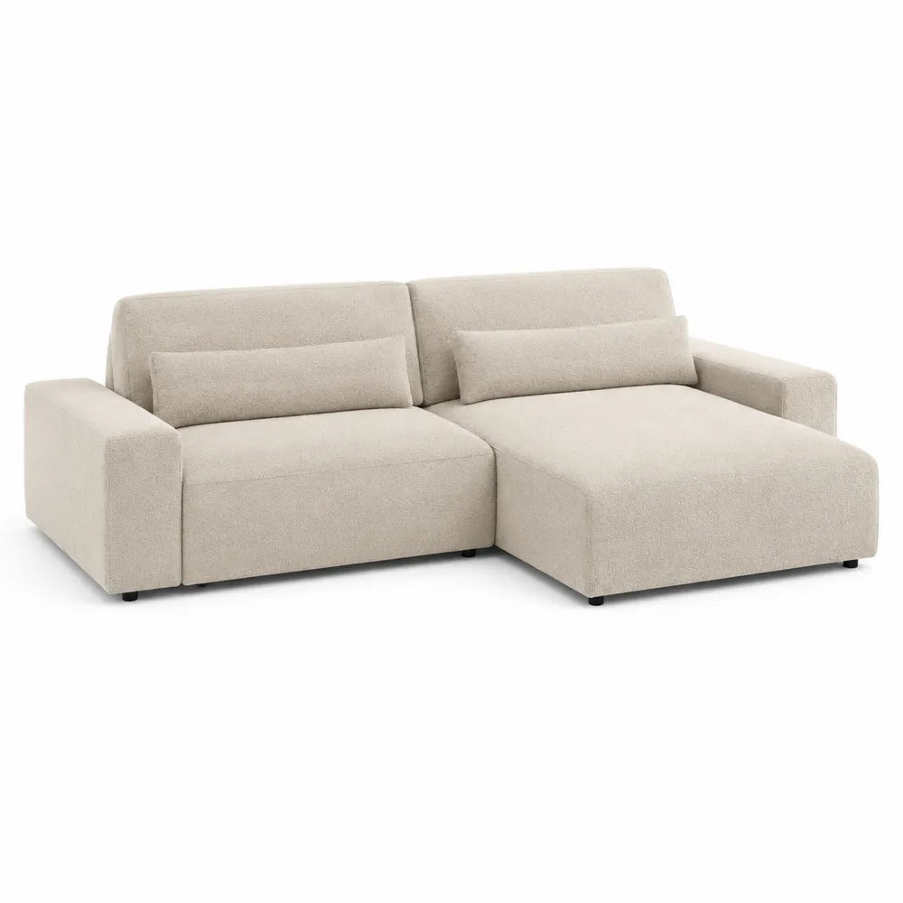 Sofa narożna modułowa z tkaniny poliestrowej beżowy 250x150 cm