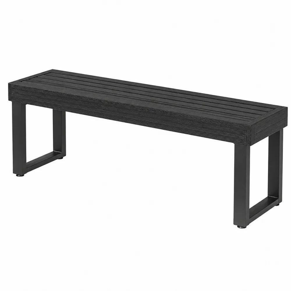 Ławka ogrodowa z drewna kompozytowego i aluminium czarna 180 cm