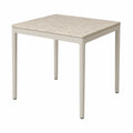 Stół kwadratowy 73 cm x 73 cm z blatem terazzo i aluminiowymi nogami beżowy