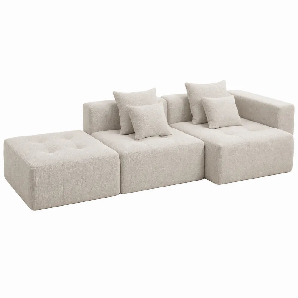 Modułowa sofa narożna z tkaniny 300x100x70 cm beżowa