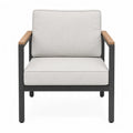 Fotel z aluminium z podłokietnikami z drewna teak, szary