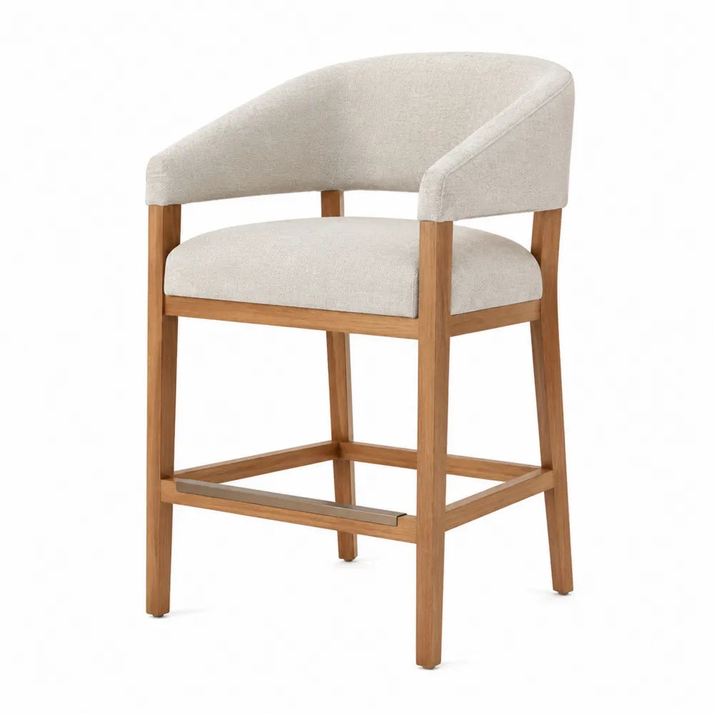 Hoker z drewna dębowego i poliestru, kremowy, 102 cm