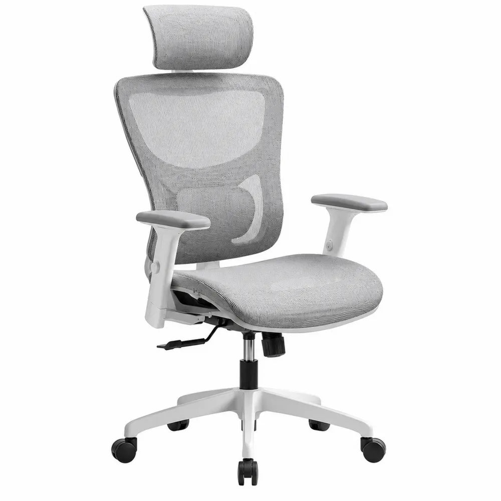Krzesło biurowe ergonomiczne z tkaniny siateczkowej, szare, regulowane
